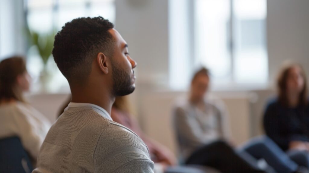 man sitting at dual diagnosis treatment in georgia