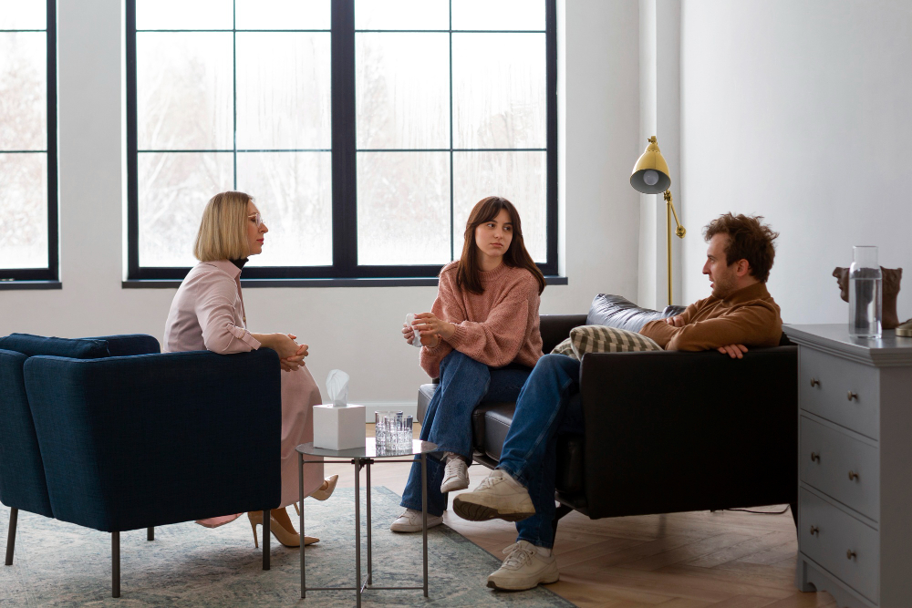Couple participating in a therapy session at a Fulton County rehab in Georgia.